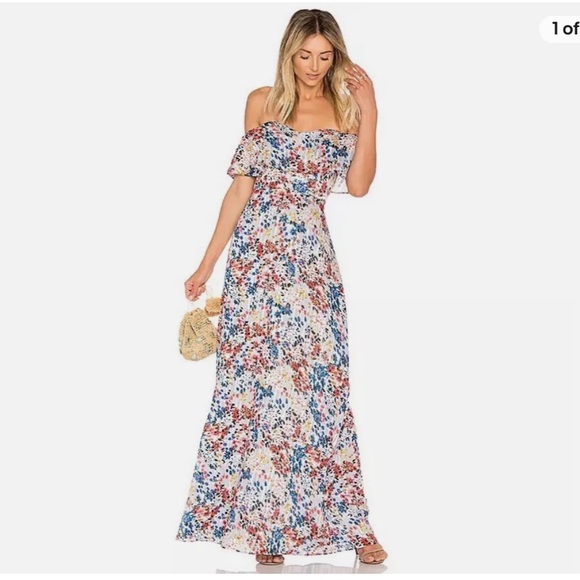 Devin Beth strapless Maxi Dress, painted blue- size medium - Picture 8 of 8